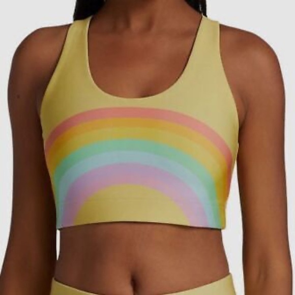 Terez Dynamic Duo Rainbow Graphic Knit Sports Bra sz S - Picture 1 of 8
